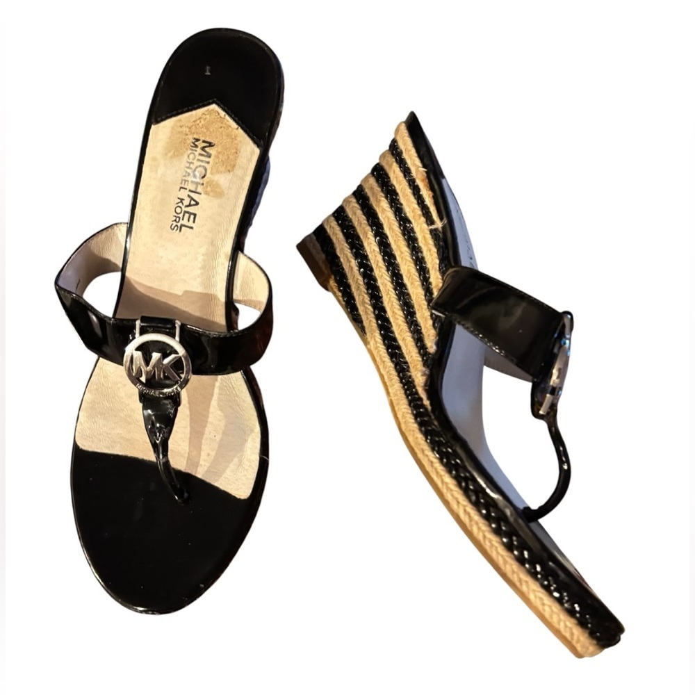 Michael Kors Black  Palm Beach Wedge Shoes - Picture 3 of 6